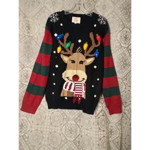 Ugly Christmas Sweater Reindeer Decorations Women's XXL Xmas Holiday Festive